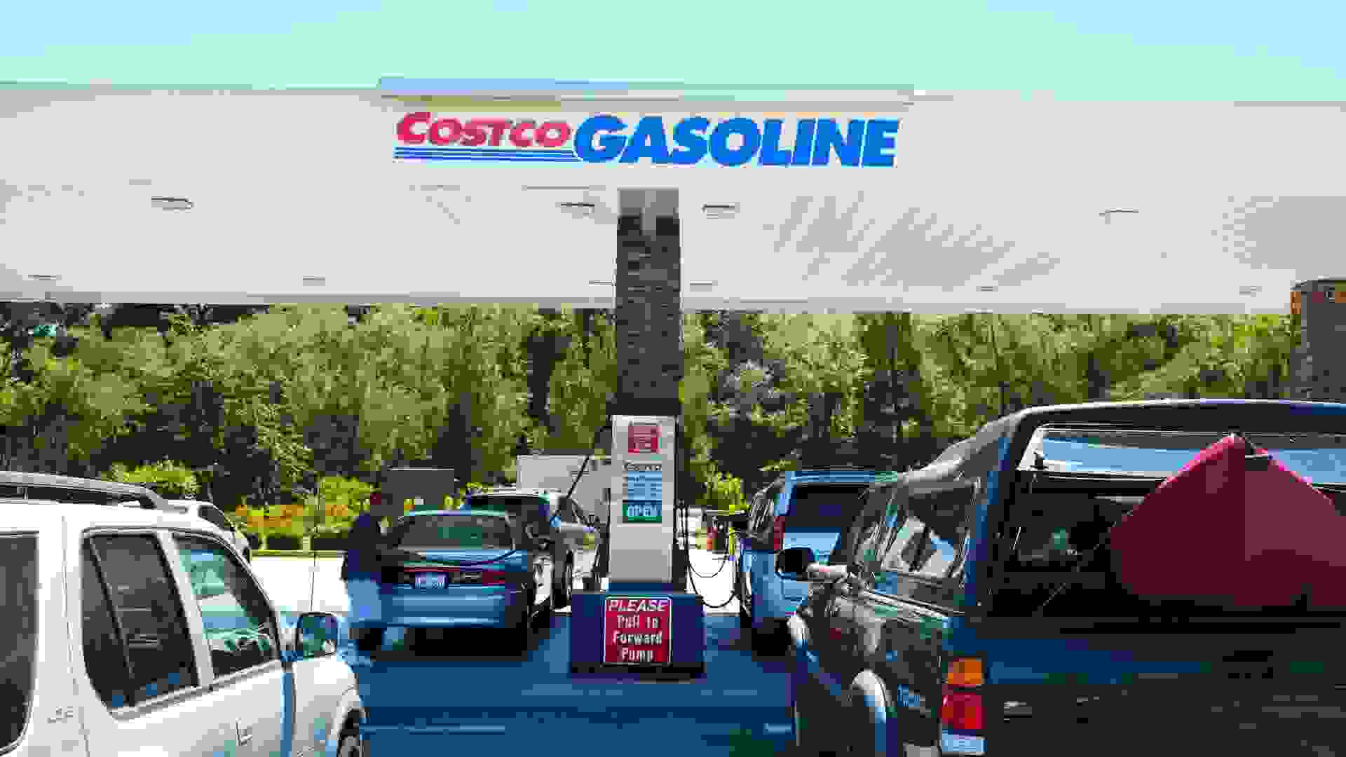 Citrus Heights, California, USA - Jun 28, 2013: Vehicles waiting in multiple lines for the gasoline at Costco, members only, gas station.