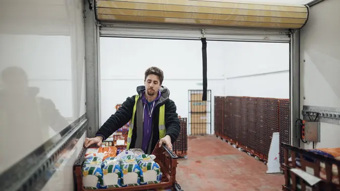 Stacking on His Shift stock photo
