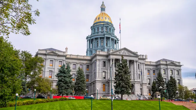 The Colorado State House in the state capitol Denver.