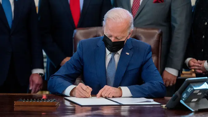 US President Joe Biden signs an executive order on delivering the Government services and experience the American people expect and deserve, Washington, District of Columbia, USA - 13 Dec 2021