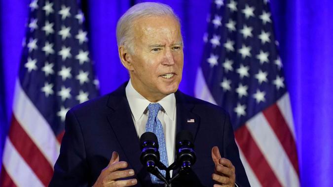 Mandatory Credit: Photo by Patrick Semansky/AP/Shutterstock (12644887n)President Joe Biden speaks at a Democratic National Committee holiday party, in WashingtonBiden, Washington, United States - 14 Dec 2021.