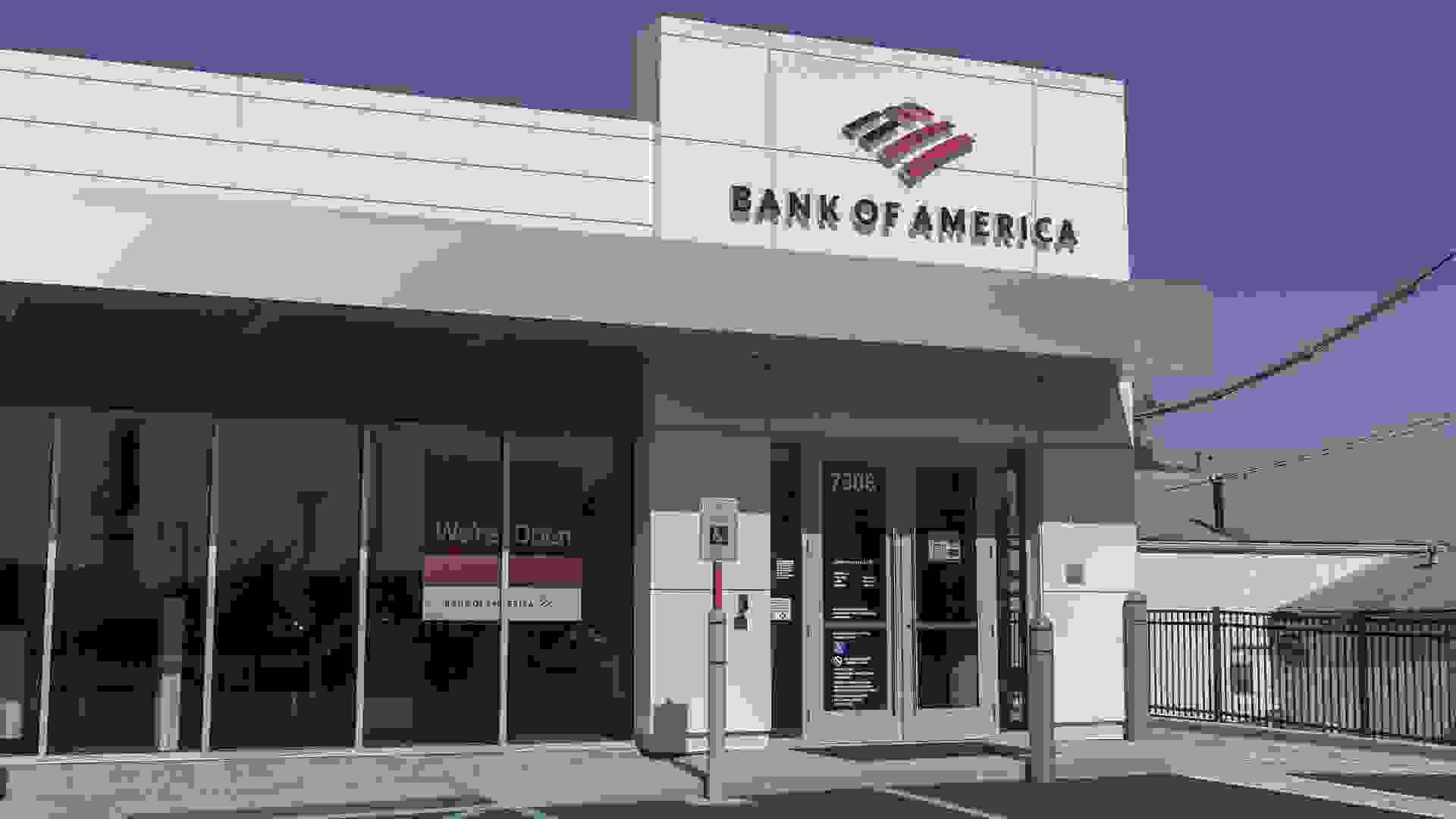 Bank of America investment bank and loan Branch. Bank of America is also known as BofA or BAC. stock photo
