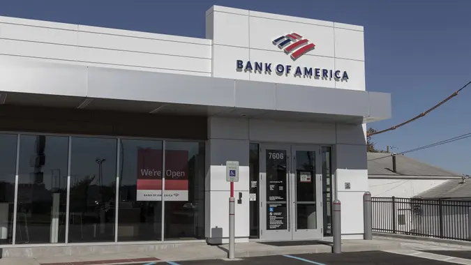 Bank of America investment bank and loan Branch. Bank of America is also known as BofA or BAC. stock photo
