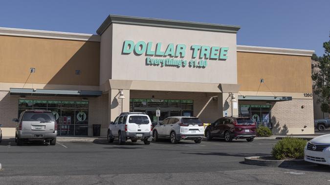 Dollar Tree Discount Store. Dollar Tree offers an eclectic mix of products for a dollar. stock photo