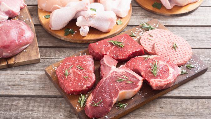 Assortment of meat and seafood Assortment of meat and seafood .