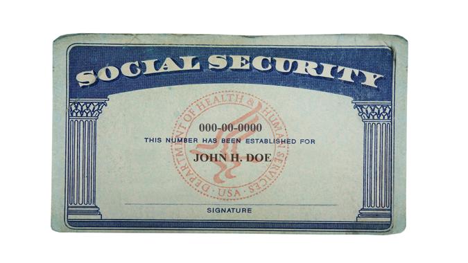 Blank US social security card isolated on white.