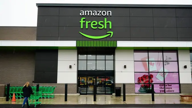 Mandatory Credit: Photo by Matt Rourke/AP/Shutterstock (12789786k)An Amazon Fresh grocery store in Warrington, PaInflation, Warrington, United States - 04 Feb 2022.