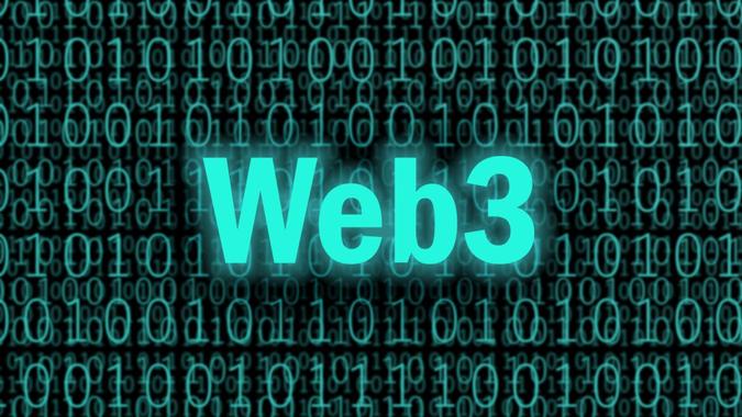 Web3 on binary numbers background.
