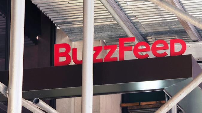 Mandatory Credit: Photo by Ted Shaffrey/AP/Shutterstock (12167932a)The entrance to BuzzFeed in New York.
