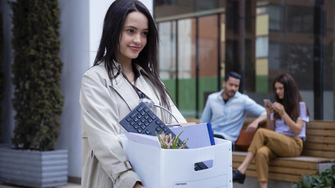 Hired businesswoman stock photo