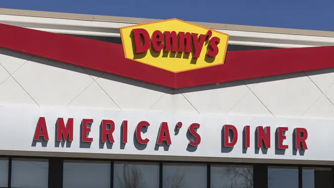 Denny's fast casual restaurant and diner. Dennys has been a late night food favorite for generations. stock photo