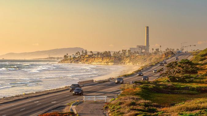 Warm golden light hitting the coast of Carlsbad CA.
