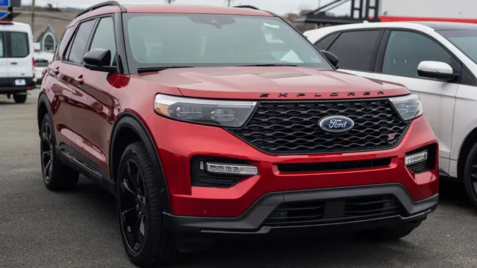 Dartmouth, Canada - January 10, 2021 - New model Ford Explorer suv at a dealership.
