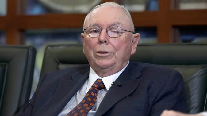Mandatory Credit: Photo by Nati Harnik/AP/Shutterstock (6245153a)Charles Munger This May 7, 2012 photo shows Charles Munger, vice-chairman of Berkshire Hathaway, during an interview in Omaha, Neb.
