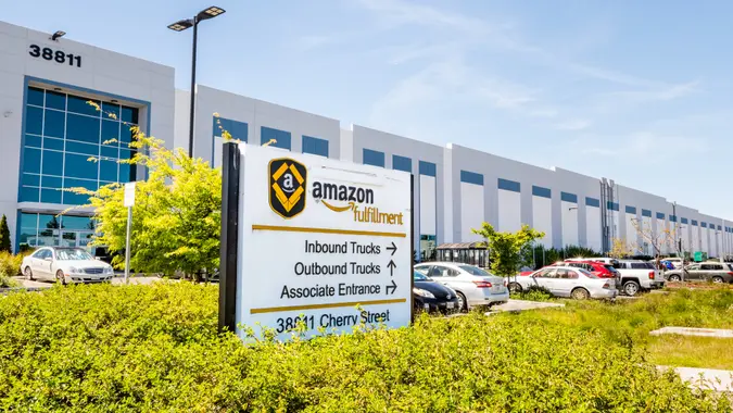 April 12, 2019 Newark / CA / USA - Amazon Fulfillment Center in East San Francisco bay area, Silicon Valley.