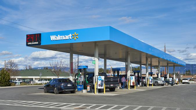 Coeur d'Alene, Idaho, USA - Mar 26, 2019: A Walmart gas station.