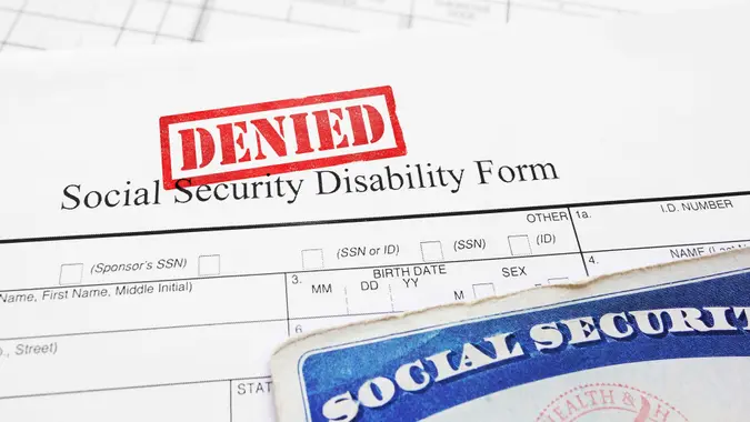 Denied Social Security disability application stock photo