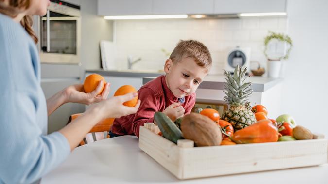 Creating healthy eating habits for children stock photo