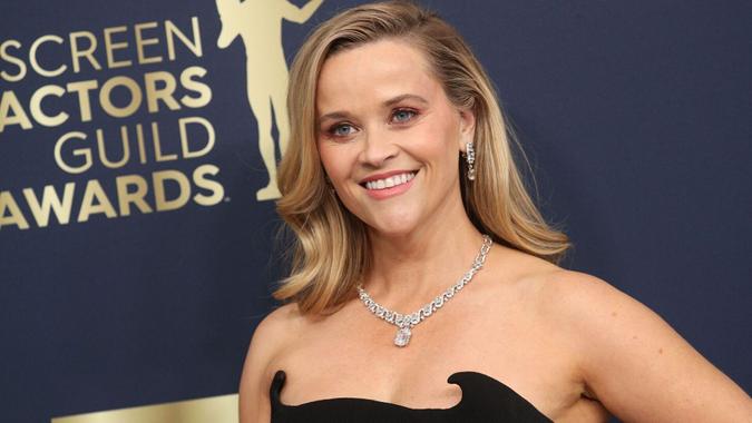 Mandatory Credit: Photo by John Salangsang/Shutterstock (12825994qp)Reese Witherspoon28th Annual Screen Actors Guild Awards, Arrivals, The Barker Hangar, Santa Monica, Los Angeles, USA - 27 Feb 2022.