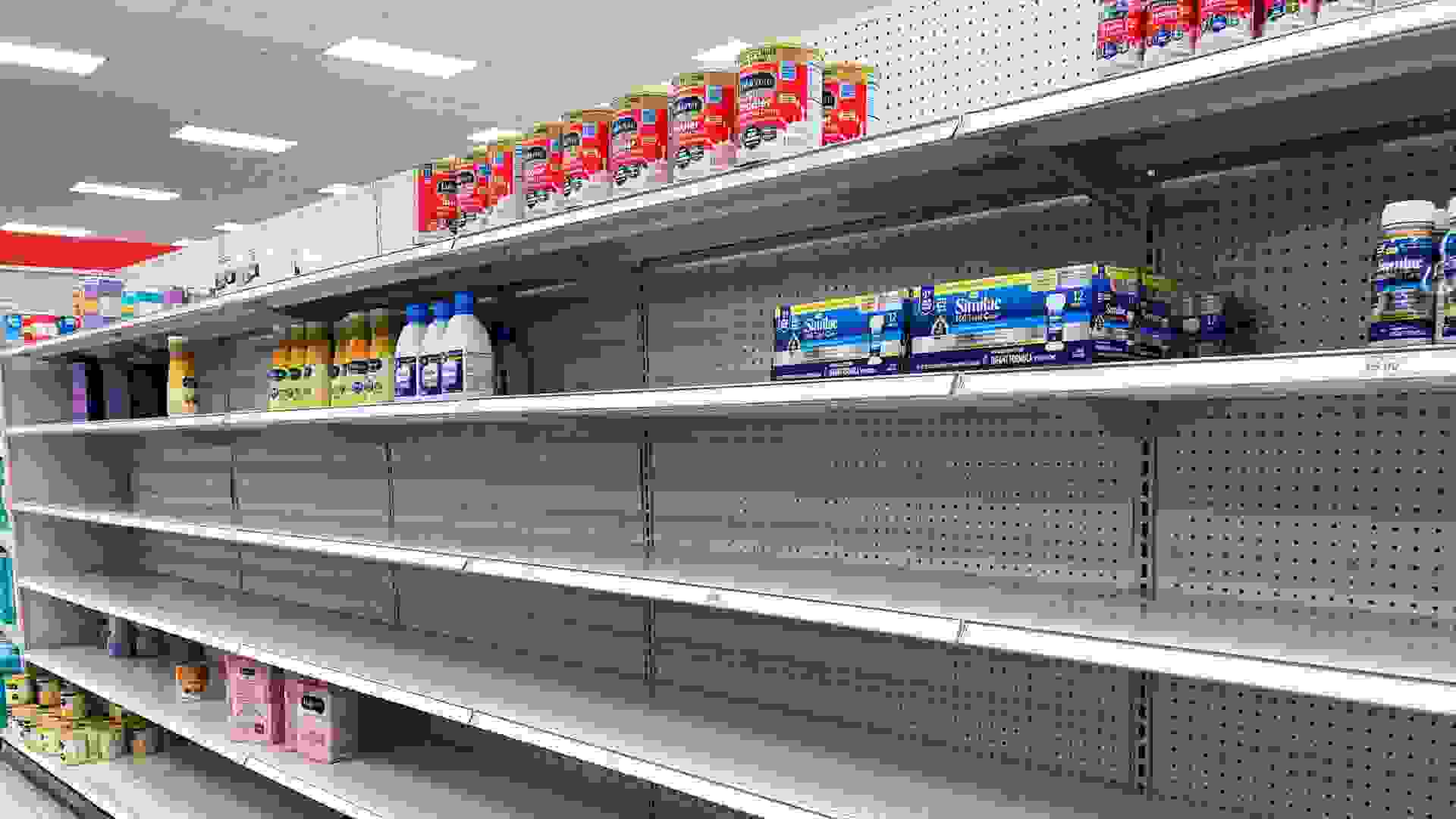 Mandatory Credit: Photo by Paul Hennessy/SOPA Images/Shutterstock (12931655e)A nearly empty baby formula display shelf is seen at a Target store in Orlando.