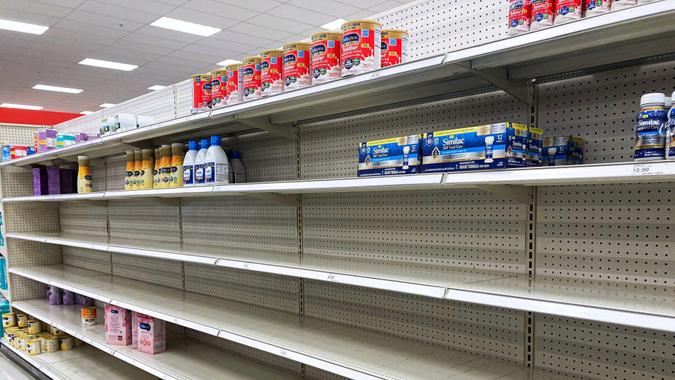 Mandatory Credit: Photo by Paul Hennessy/SOPA Images/Shutterstock (12931655e)A nearly empty baby formula display shelf is seen at a Target store in Orlando.