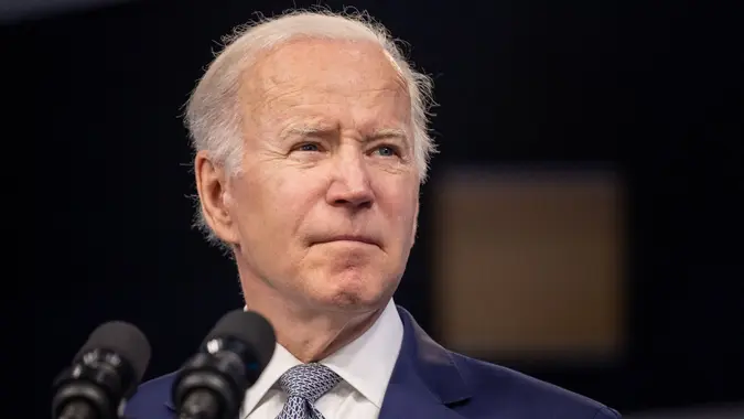 Mandatory Credit: Photo by Nathan Posner/Shutterstock (12934611x)President Joe Biden gives a speech concerning rising inflation and efforts to fight rising costs at the White House on May 10th, 2021 in Washington, DC.