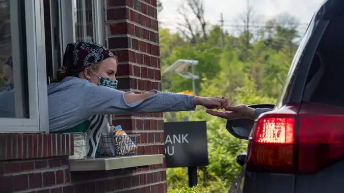 Starbucks Employee stock photo