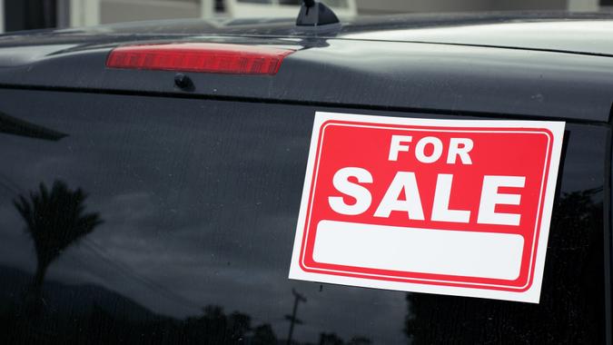 Car with For Sale Sign stock photo