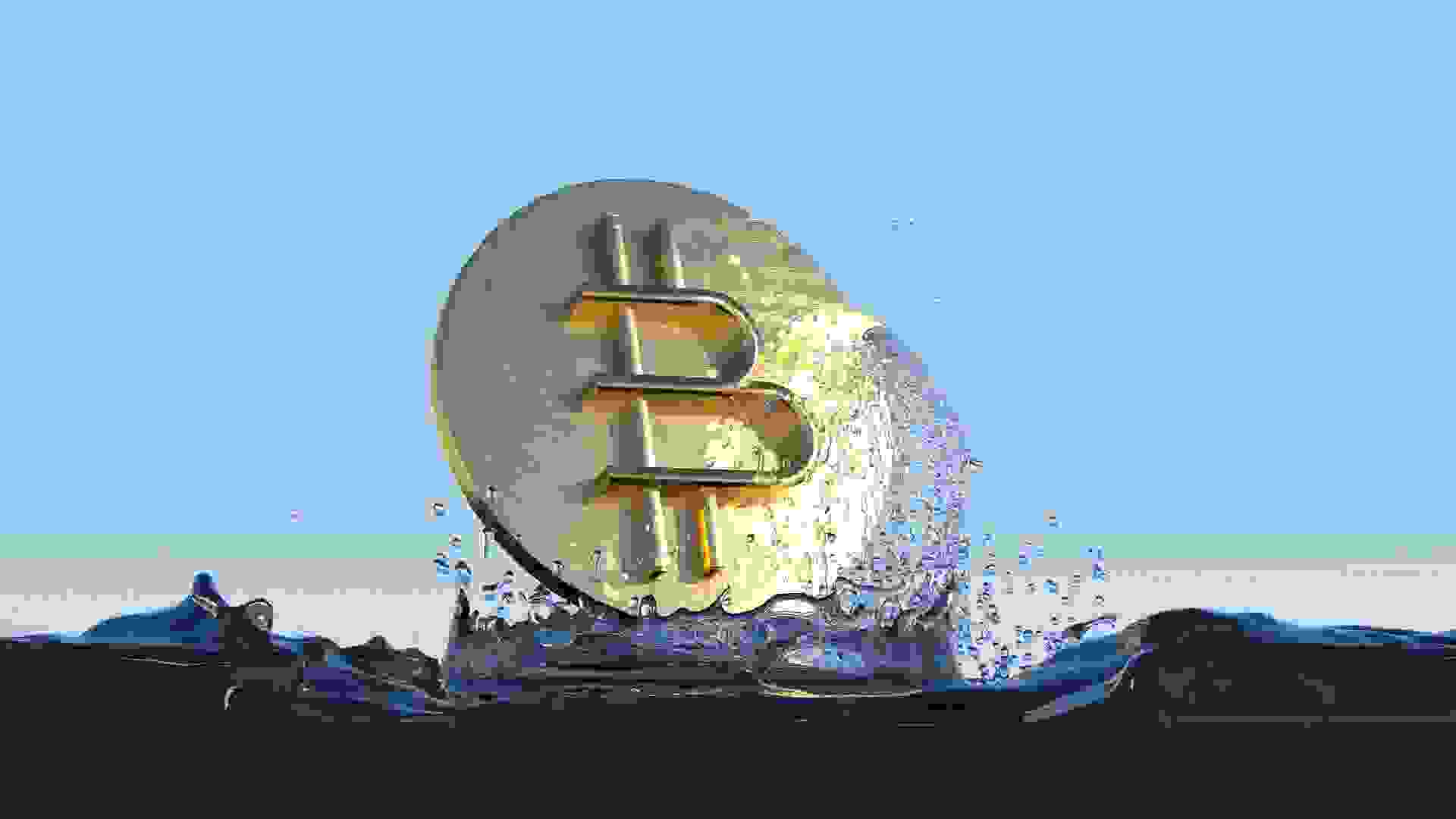 Floating Bitcoin business concept, crypto currency, bitcoin is growing, stocks and investments are coming up 3d render stock photo