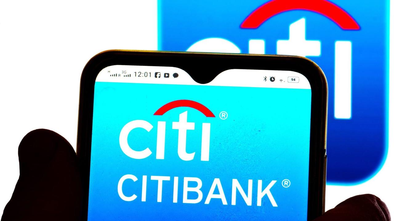 Mandatory Credit: Photo by Igor Golovniov/SOPA Images/Shutterstock (12791348r)In this photo illustration, the Citibank logo is displayed on a smartphone screen with a Citigroup Inc.