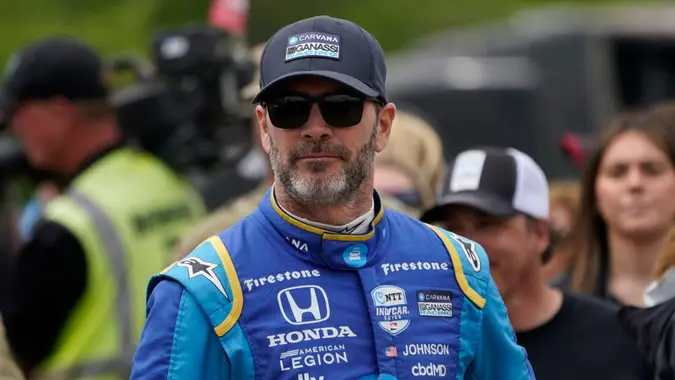 Mandatory Credit: Photo by Paul Sancya/AP/Shutterstock (12973803h)Jimmie Johnson looks on before the IndyCar Detroit Grand Prix auto race on Belle Isle in DetroitIndyCar Auto Racing, Detroit, United States - 05 Jun 2022.