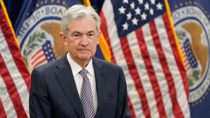 Mandatory Credit: Photo by Patrick Semansky/AP/Shutterstock (12985103a)Federal Reserve Board Chair Jerome Powell participates in a swearing-in ceremony, in Washington.