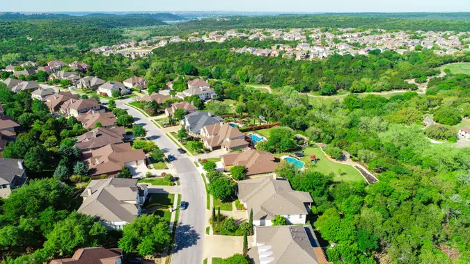 Cedar Park , Texas , USA  aerial drone views , Homes , Houses , and Real Estate Suburb Neighborhoods.