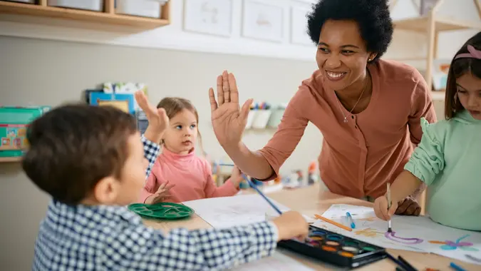 Your painting is beautiful, well done! stock photo