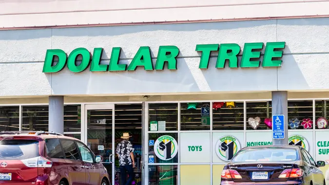 August 25, 2019 Pleasanton / CA / USA - Dollar Tree store entrance; Dollar Tree Stores, Inc.