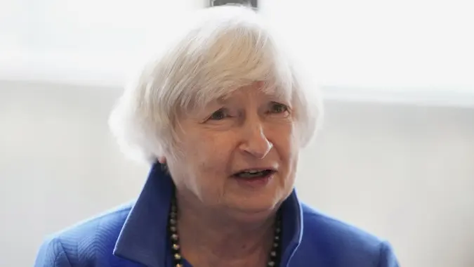 Mandatory Credit: Photo by Lee Jin-man/AP/Shutterstock (13037010a)Treasury Secretary Janet Yellen speaks during a lunch meeting with entrepreneurs in Seoul, South KoreaUS Yellen, Seoul, South Korea - 19 Jul 2022.