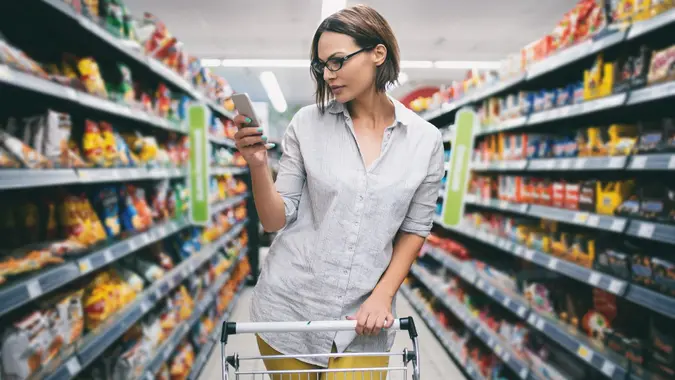 Grocery shopping. stock photo