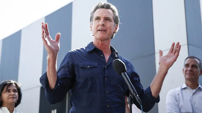 California Governor Newsom announces 694 million dollar in Homekey awards to create homeless housing units statewide, Los Angeles, USA - 24 Aug 2022