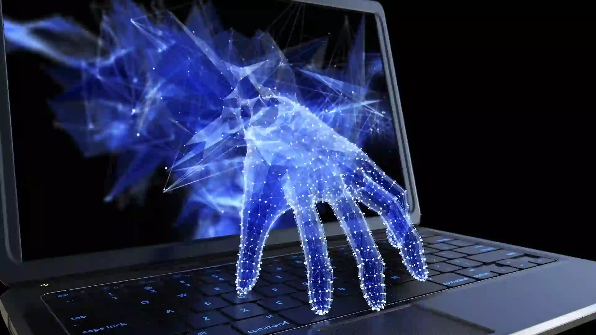 Stealing personal data through a laptop concept stock photo