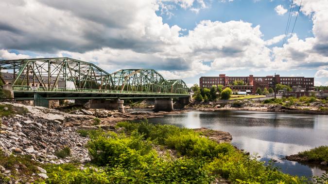 View of Fort Ambross Mill in the town of Brunswick in Maine, USA.