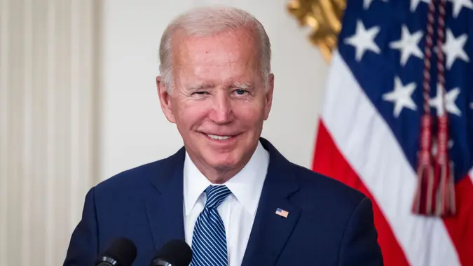 Mandatory Credit: Photo by JIM LO SCALZO/EPA-EFE/Shutterstock (13096600j)US President Joe Biden speaks before signing the Inflation Reduction Act in the State Dining Room of the White House in Washington, DC, USA, 16 August 2022.