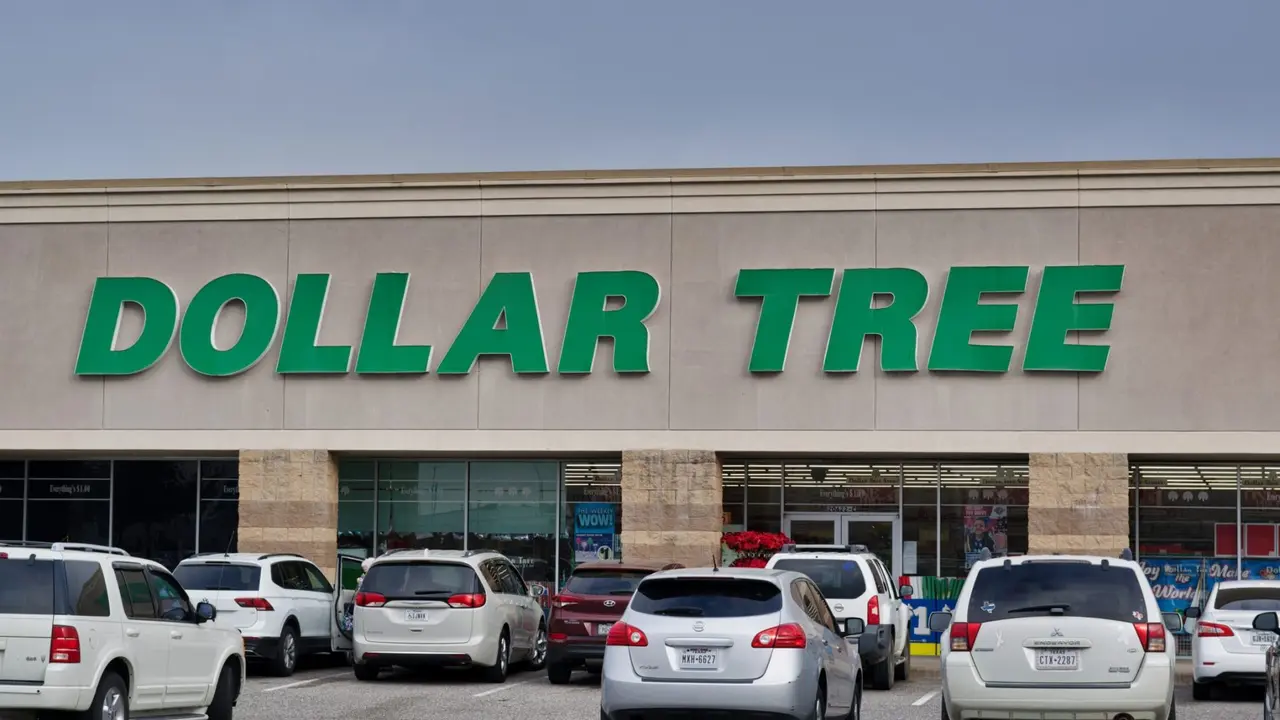 Houston, Texas USA 11-20-2020: Dollar Tree storefront in Houston, TX with parking lot in foreground.