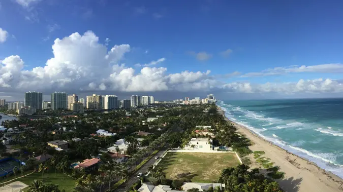 Panoramic view of Golden Beach, Miami, Florida.