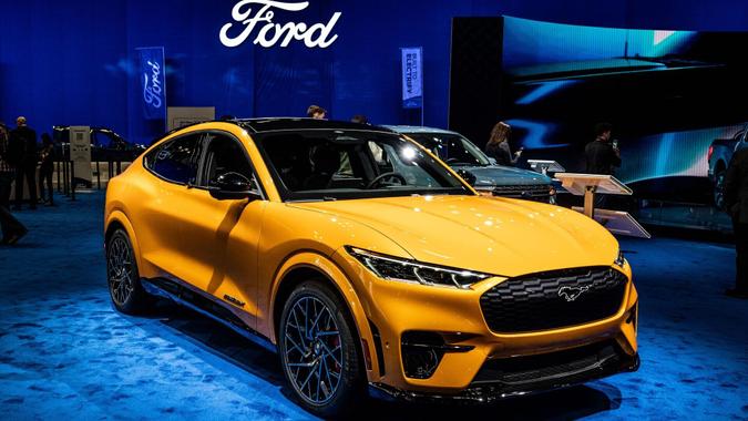 Mandatory Credit: Photo by Michael Brochstein/SOPA Images/Shutterstock (12893707k)The 2021 Ford Mustang Mach-E GT at the New York International Auto Show.