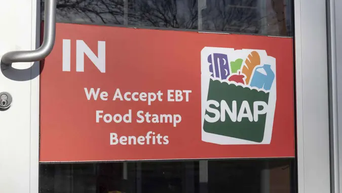 Chicago - Circa April 2022: SNAP and EBT Accepted here sign.