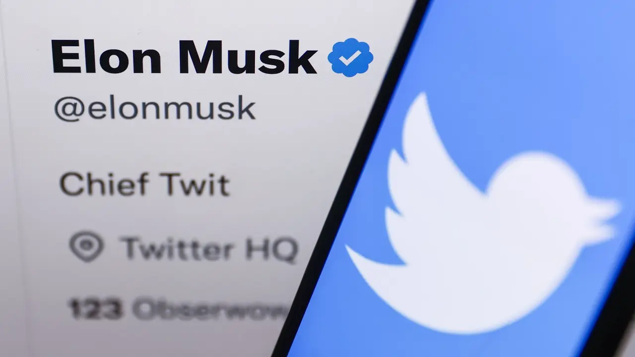 Elon Musk 'Chief Twit' Twitter logo displayed on a phone screen, Krakow, Poland - 30 Oct 2022