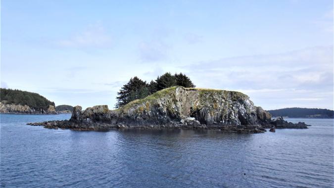 Dramatic seascape scenery of Alaska nature in Kodiak.