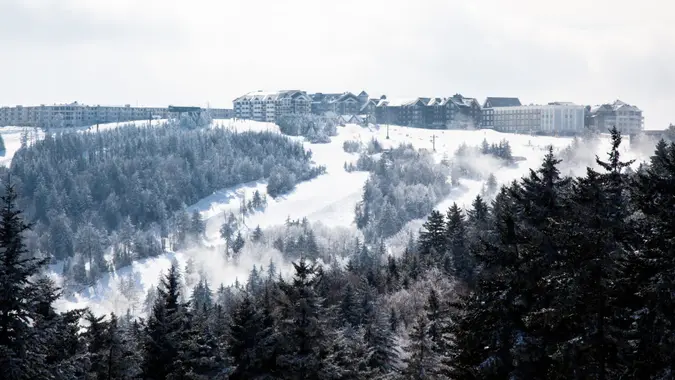 The ski resort at Snowshoe, WV after a fresh snow.