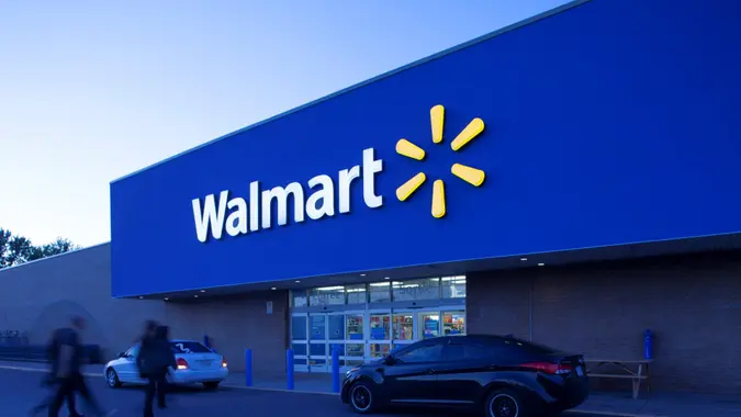 The exterior of a Walmart store