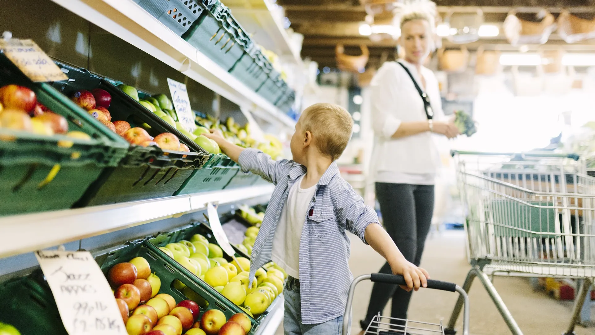 Shopping for fruit and veg stock photo